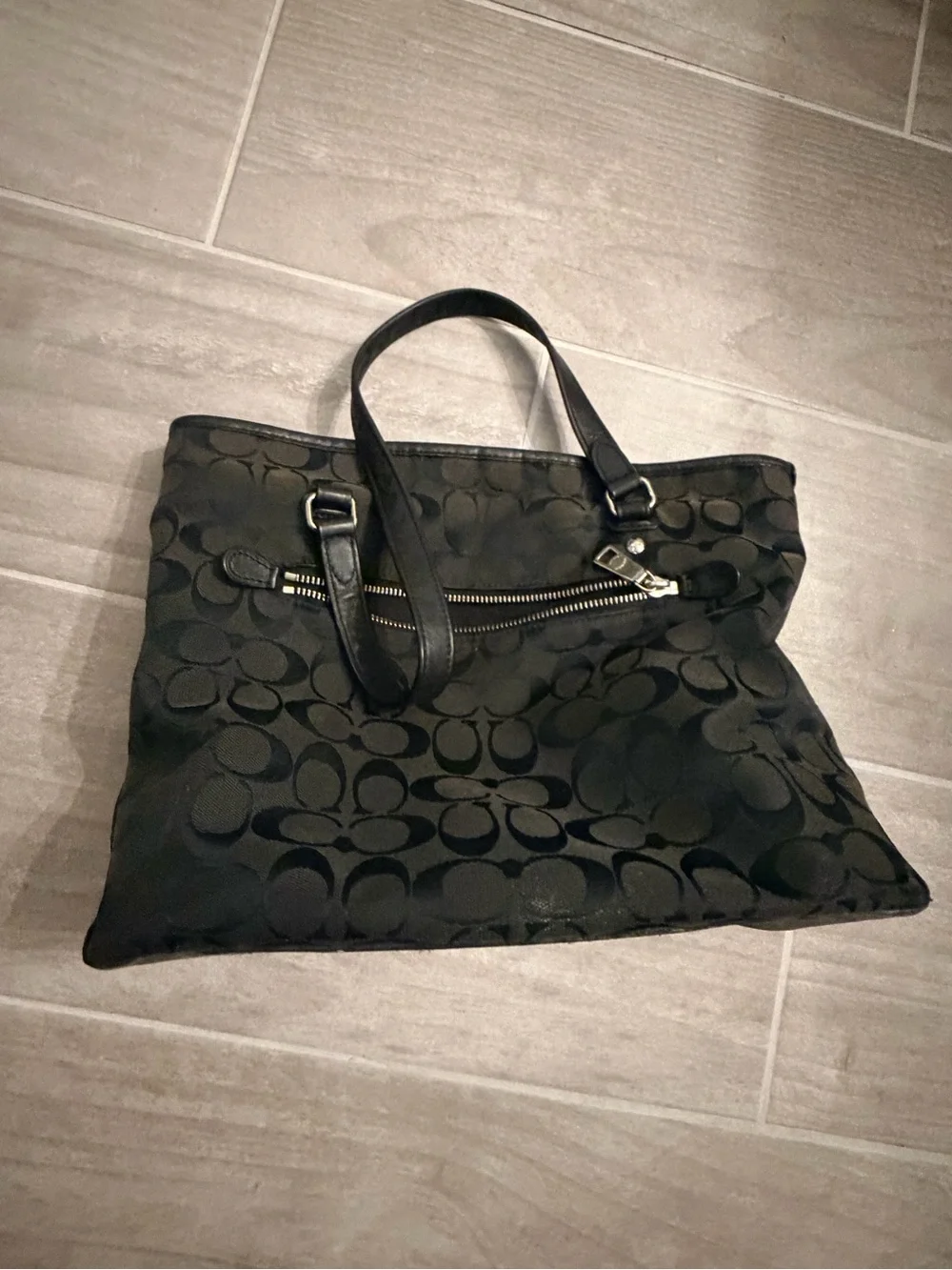 Coach Black Signature Patterned Tote